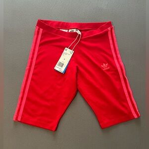 adidas Vibrant Red Bike Shorts with Pink Accents